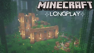 Minecraft Peaceful Longplay - Relaxing Rainy Jungle, Building a Starter House (No Commentary) 1.17