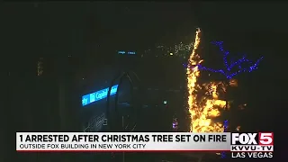 1 arrested after Christmas tree fire at FOX News in NYC