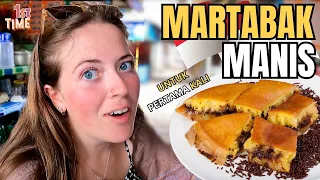 FIRST TIME trying MARTABAK MANIS in Indonesia 🇮🇩 Best STREET FOOD Ever!