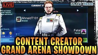 CONTENT CREATOR GRAND ARENA SHOWDOWN LIVE - The Highest Ranked Creators in Galaxy of Heroes