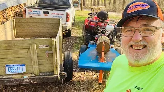 Splitting half cord of campfire wood into trailer & sorting rounds