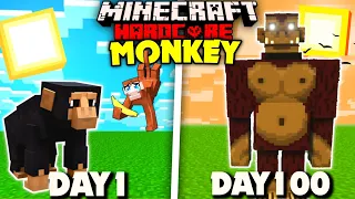 I Survived 100 Days as MONKEY 🐒 in Hardcore Minecraft (Hindi)