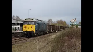 50008 Thunderer roars past Whittlesea with 6Z51 Ely - Kellingley Colliery 2/4/19