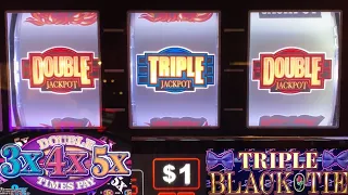 JACKPOT! Triple Black Tie + Double 3x 4x 5x Times Pay + Wheel of Fortune 3D + 2x 3x Blazing 7s slots