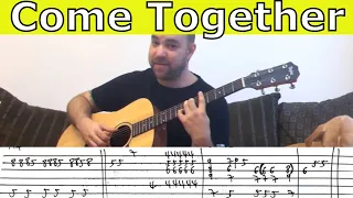 Fingerstyle Tutorial: Come Together - w/ TAB (Guitar Lesson)