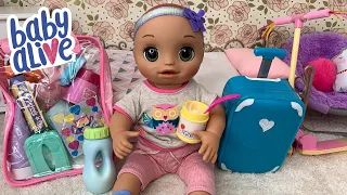 Baby Alive Packing her bag to go to Grandmas House with baby alive real as can Be baby