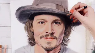 Realism TRICKS with MARKERS and COLORED PENCILS - Johnny Depp Portrait