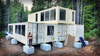 TIMELAPSE - Couple BUILDING a SHIPPING CONTAINER House OFF GRID | Complete Construction