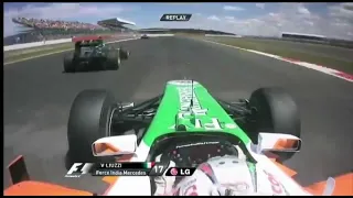 Vittantonio Liuzzi onboard overtake on Heikki Kovalainen British GP 2010