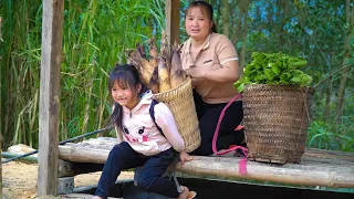 Harvest tomatoes and Take the bamboo shoot duck to the market to sell, Daily chores with my daughter