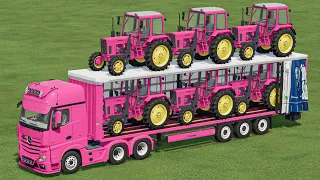 BARBIE TRACTORS OF COLORS ! LIME JOB WITH BARBIE TRACTORS ! Farming Simulator 22