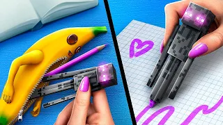 28 DIY Fortnite School Supplies vs Minecraft School Supplies Challenge!