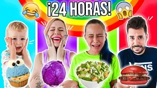 24 HORAS COMIENDO ARCOÍRIS en FAMILIA  🌈 RETO PASO UN DÍA COMIENDO UNICORNIO POR COLORES