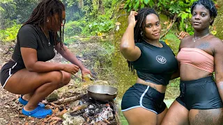 BROWN STEW BARRACUDA AT PORTLAND RIVER - Outdoor Cooking #jamaicavlog #asmr