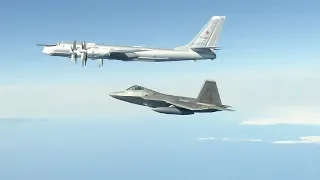 F-22 Raptor Fighter Jets Intercept Russian TU-95 "Bear" Bombers Near Alaska