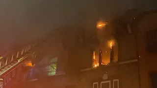 *Early Arrival* FDNY battles blaze next door to Firehouse in Brooklyn