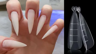 Perfect Stiletto Nails 🔥EVERY.🔥SINGLE.🔥TIME. Dual Forms & Polygel. Easiest way to do #nails at home!