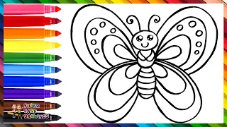 How To Draw A Butterfly 🦋 Drawing And Coloring A Cute Rainbow Butterfly 🌈 Drawings For Kids