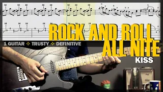 Rock and Roll All Nite 🌟 Guitar Cover Tab | Stage Solo Lesson | Backing Track with Vocals 🎸 KISS