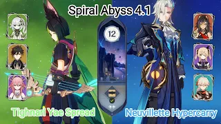 C1 Tighanri Yae Spread & C0 Neuvillette Hyper - Spiral Abyss 4.1 - Floor 12 9 star Genshin Impact