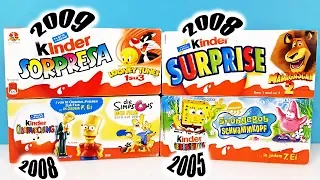 СТАРЫЕ Киндер Сюрпризы СИМПСОНЫ,Мадагаскар,ГУБКА БОБ,Looney Tunes,SpongeBob Kinder Surprise unboxing