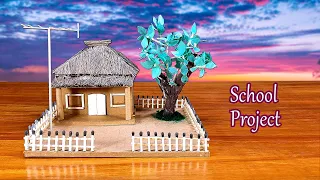 How to Make Village Hut Model  using Cardboard for School Project | Cardboard House