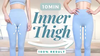 10min Inner Thighs Burn + Stretches | Get Thighs Gap Easily | No Jumping (100% Result)