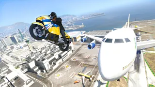 INSANE 2019 STUNTS WITH REAL BIKES & PLANES IN GTA 5!