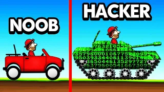 NOOB vs HACKER In HILL CLIMB RACING