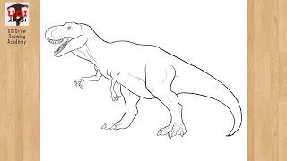 How to Draw a T Rex | Easy Tyrannosaurus Rex Drawing Step by Step Outline | Trex Dinosaur Art Sketch