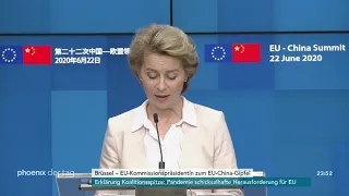 Charles Michel und Ursula von der Leyen nach den EU-China Gesprächen am 22.06.20