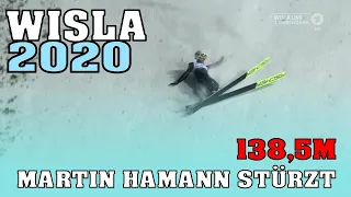 Skispringen Wisla: Martin Hamann stürzt bei Flug auf 138,5m