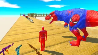 FPS AVATAR & T-REX SPIDERMAN RESCUE MISSION DEATH RUN - Animal Revolt Battle Simulator