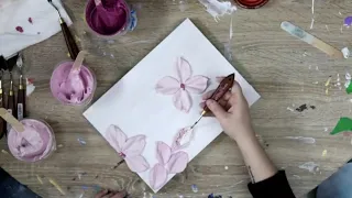 (82) Easy Textured Flower Painting with Modeling Paste / How to Paint Flowers 🌷