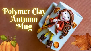 Polymer Clay Decorated Doll Mug | Autumn Theme