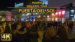 Puerta Del Sol -Spain Central Madrid 2022-Winter Walking Tour - Sol & Opera [4k Ultra HD 60FPS]