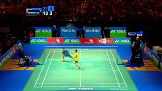 Nice badminton rally with crazy end between Lee Chong Wei and Chen Long - ALL ENGLAND 2014 MS