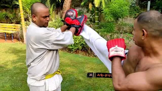 Kyokushin Kumite Basic Pad Practice.