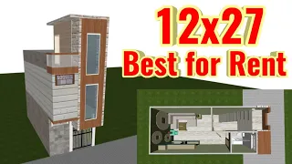 12 feet front design house ||12 by 27 house design || 12x27ome plan 3D || Dream House Design