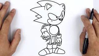 HOW TO DRAW SONIC CD (Mega CD Locked-on) | Friday Night Funkin (FNF) - Easy Step By Step Drawing
