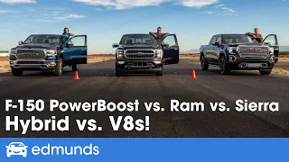 Drag Race! Ford F-150 vs. Ram 1500 vs. GMC Sierra | Racing Pickup Trucks! | 0-60 Performance & More