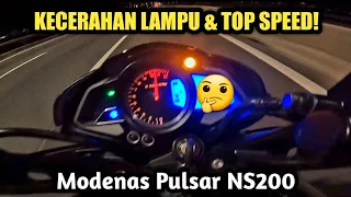 Modenas Pulsar NS200 Malaysia | KECERAHAN LAMPU & TOP SPEED!