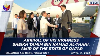 Arrival of His Highness Sheikh Tamim bin Hamad Al-Thani, Amir of the State of Qatar 04/21/2024