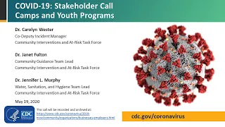 CDC Stakeholder Call: Camps and Youth Programs