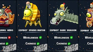 PLANT VS ZOMBIES 2 All Bosses (Worldwide + Chinese)