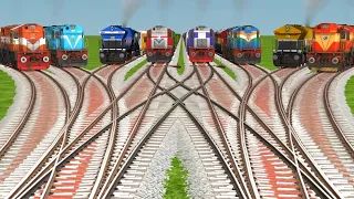 8 INDIAN TRAINS CROSSING AT CURVED BUMPY RAILROAD TRACKS RISKY RAILROAD TRACKS/#train