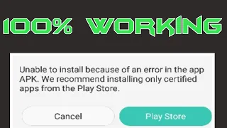 Unable to install because of an error in the app apk. How to fix unable to install problem! TECH WAY
