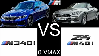 BMW M340i VS BMW Z4 M40i │ 0-VMAX │ TOPSPEED │ 4k