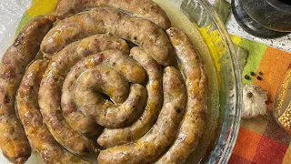 Homemade ukrainian sausage with garlic