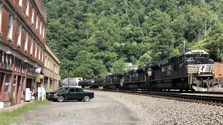 Main Street Faces The Trains!  Mountain Town Built On The Railroad!  Matewan West Virginia 4 Trains!